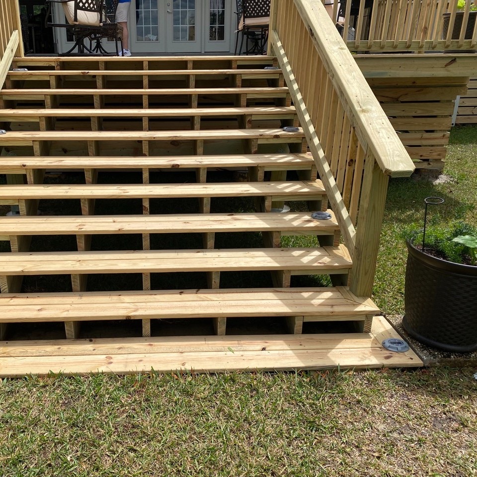 A set of stairs made out of wooden pallets